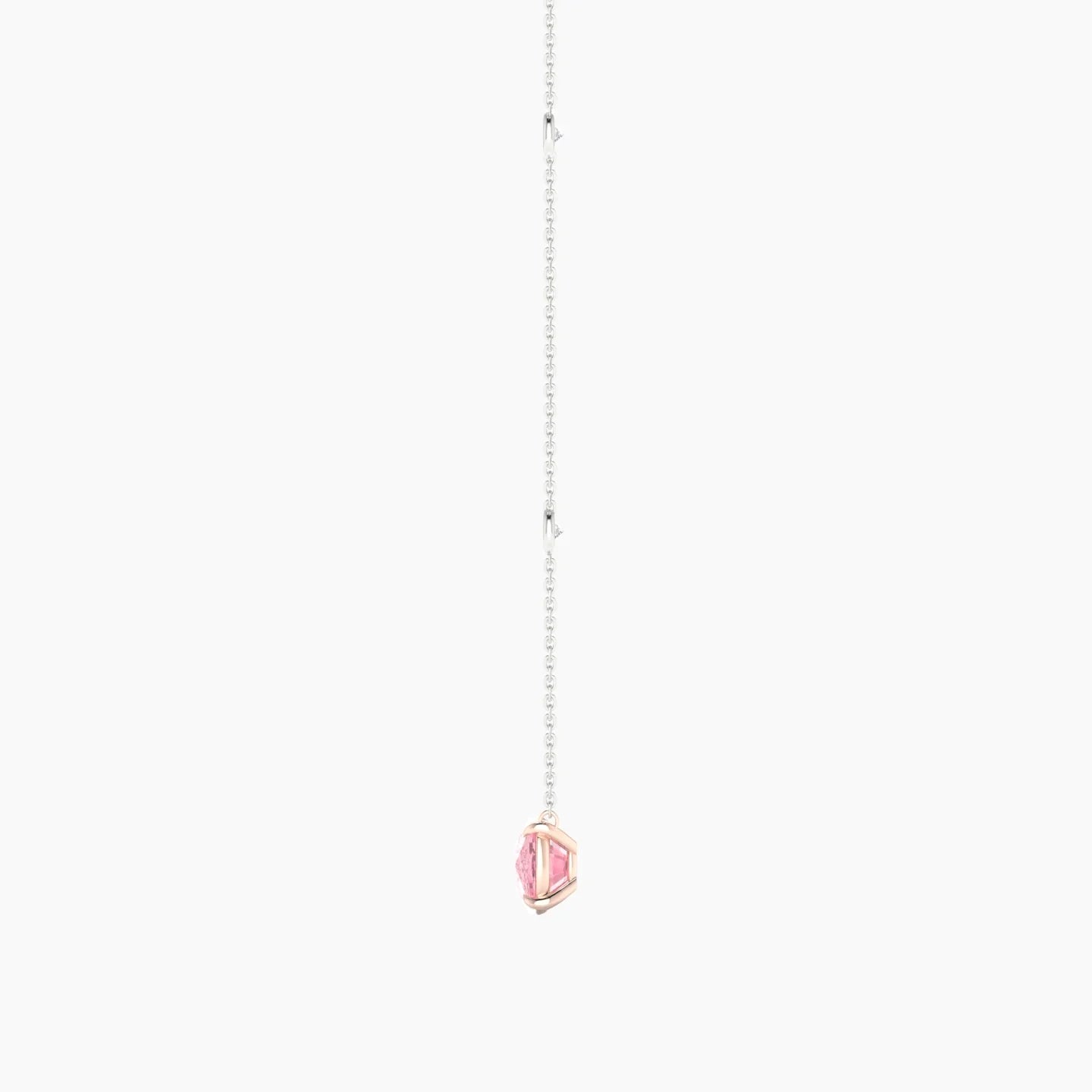 Solitaire with Sautoir | 18k White & Rose Gold 3 ct Pink Lab Diamond Cushion Cut Pendant