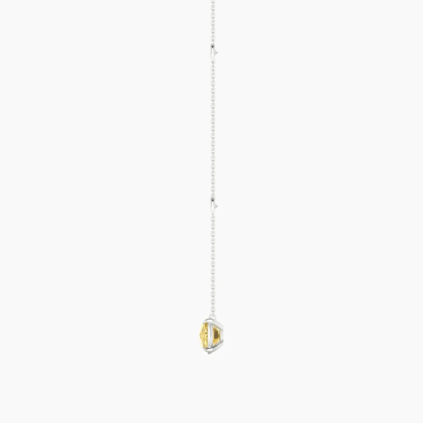 Solitaire with Sautoir | 18k White Gold 3 ct Yellow Lab Diamond Cushion Cut Pendant