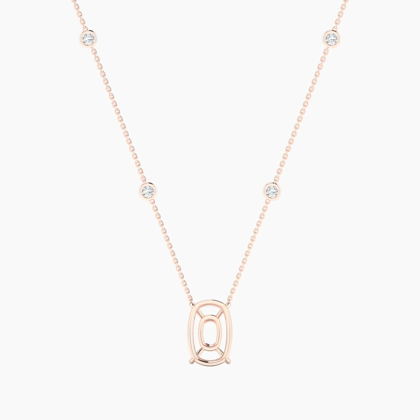 Solitaire with Sautoir | 18k Rose Gold 5-7.99 ct Cushion Cut Pendant Setting
