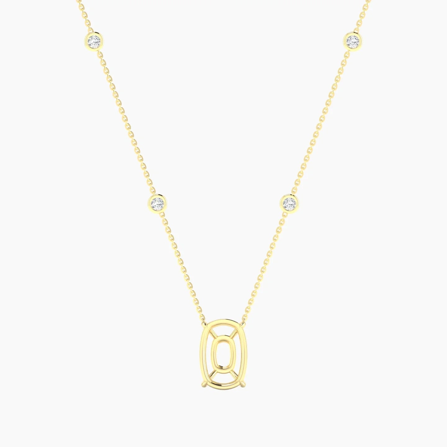 Solitaire with Sautoir | 18k Yellow Gold 5-7.99 ct Cushion Cut Pendant Setting