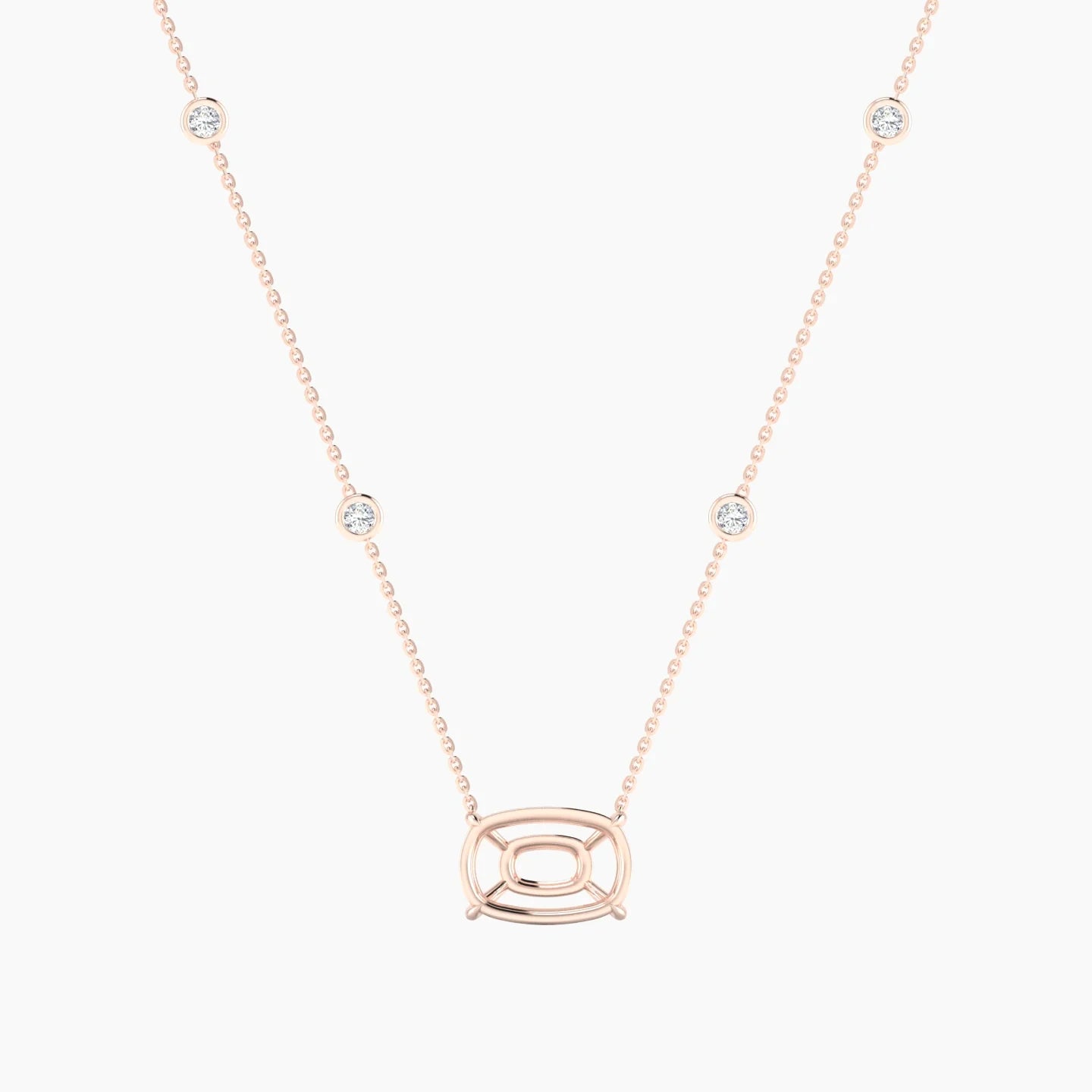 Solitaire with Sautoir | 18k Rose Gold 5-7.99 ct Cushion Cut Pendant Setting