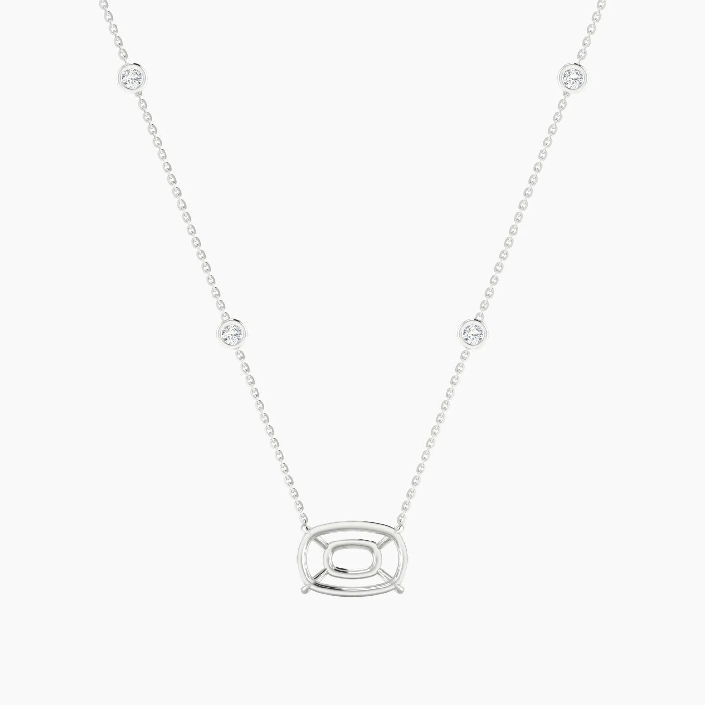 Solitaire with Sautoir | 18k White Gold 5-7.99 ct Cushion Cut Pendant Setting
