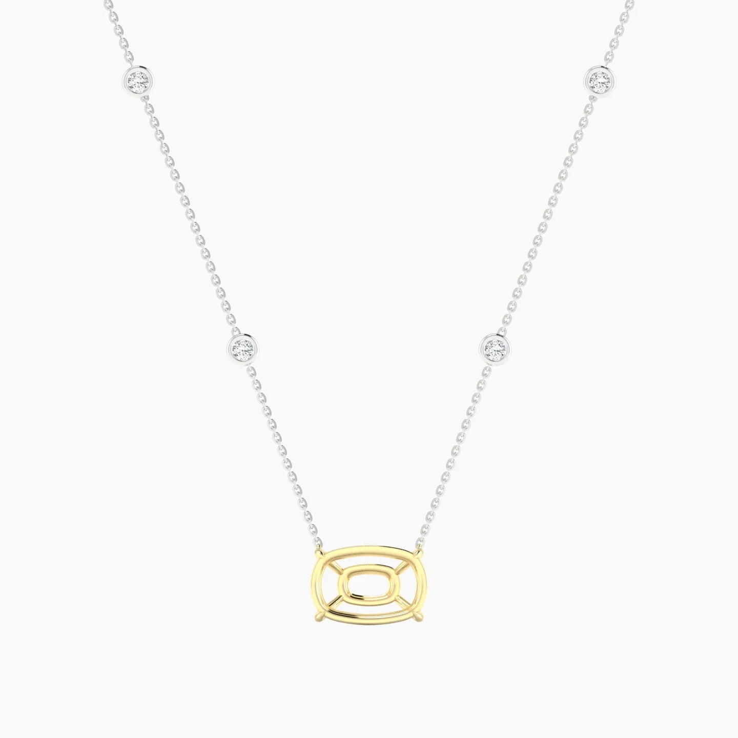 Solitaire with Sautoir | 18k White & Yellow Gold 5-7.99 ct Cushion Cut Pendant Setting