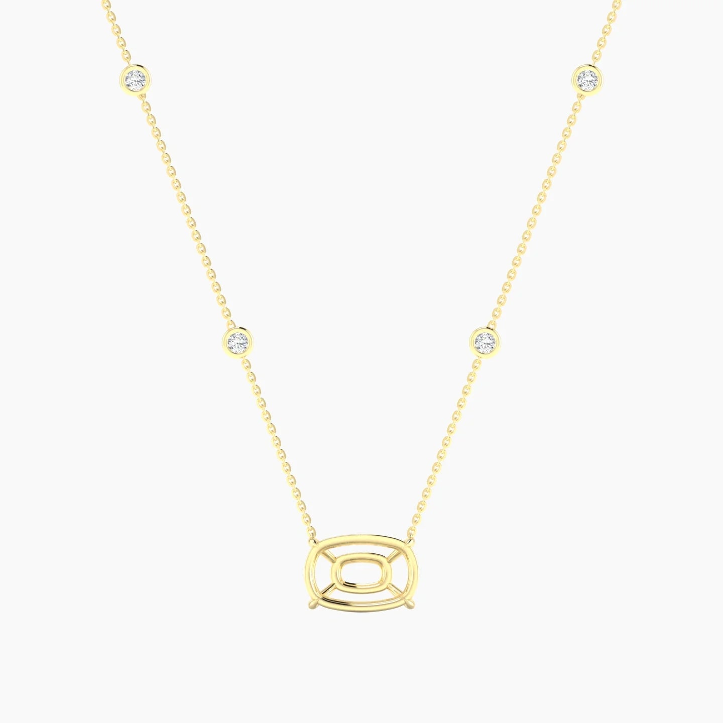 Solitaire with Sautoir | 18k Yellow Gold 5-7.99 ct Cushion Cut Pendant Setting