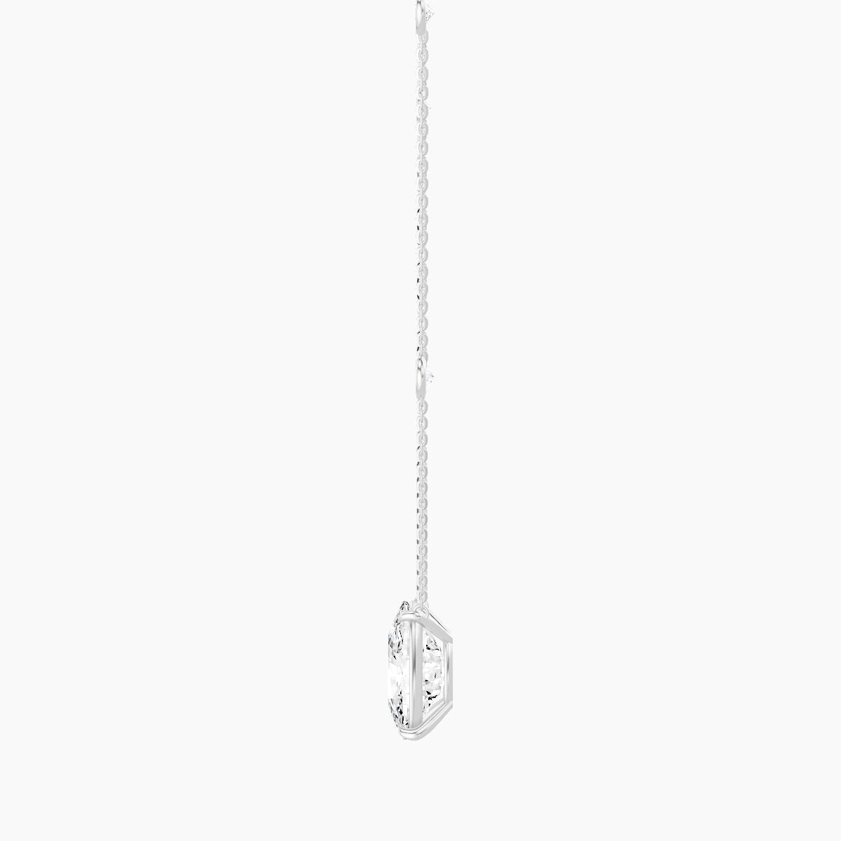 Solitaire with Sautoir | 18k White Gold 5 ct White Lab Diamond Cushion Pendant
