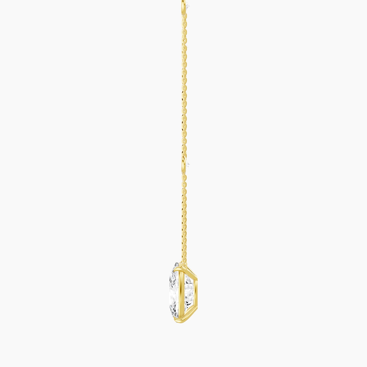 Solitaire with Sautoir | 18k Yellow Gold 5 ct White Lab Diamond Cushion Pendant