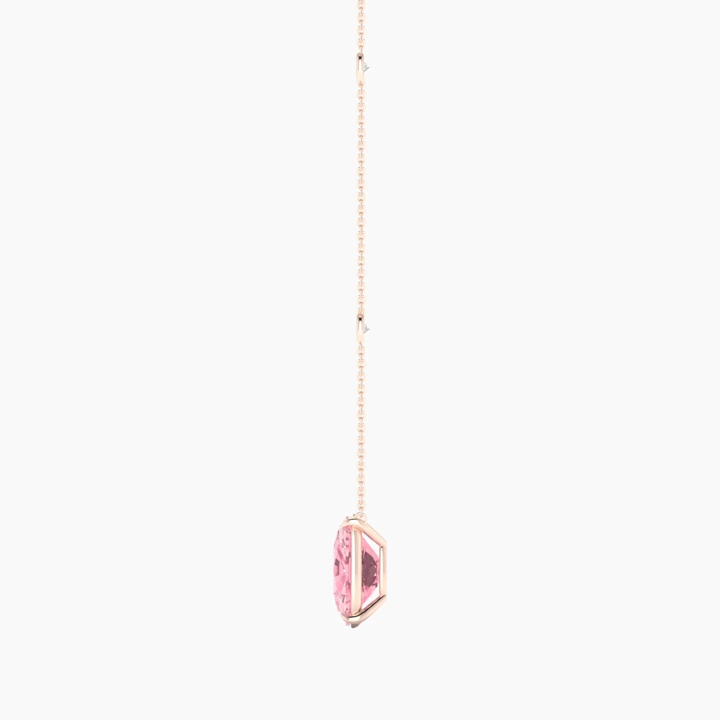 Solitaire with Sautoir | 18k Rose Gold 5 ct Pink Lab Diamond Cushion Cut Pendant