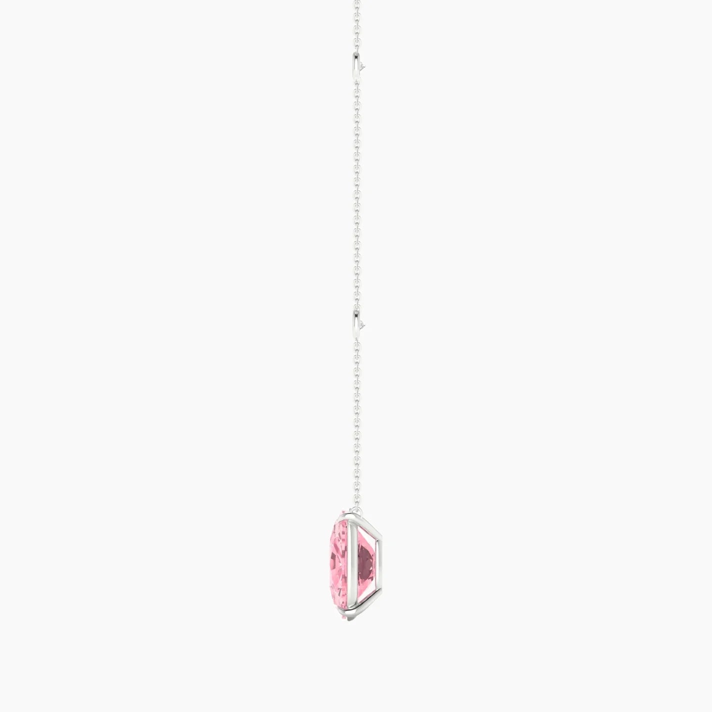 Solitaire with Sautoir | 18k White Gold 5 ct Pink Lab Diamond Cushion Cut Pendant