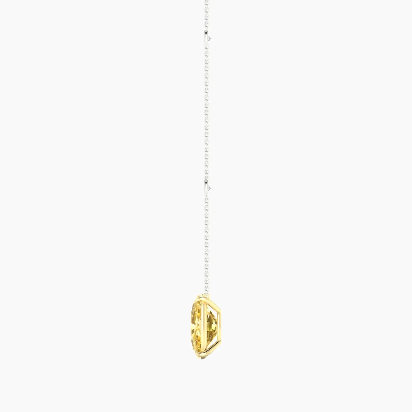 Solitaire with Sautoir | 18k White & Yellow Gold 5 ct Yellow Lab Diamond Cushion Cut Pendant