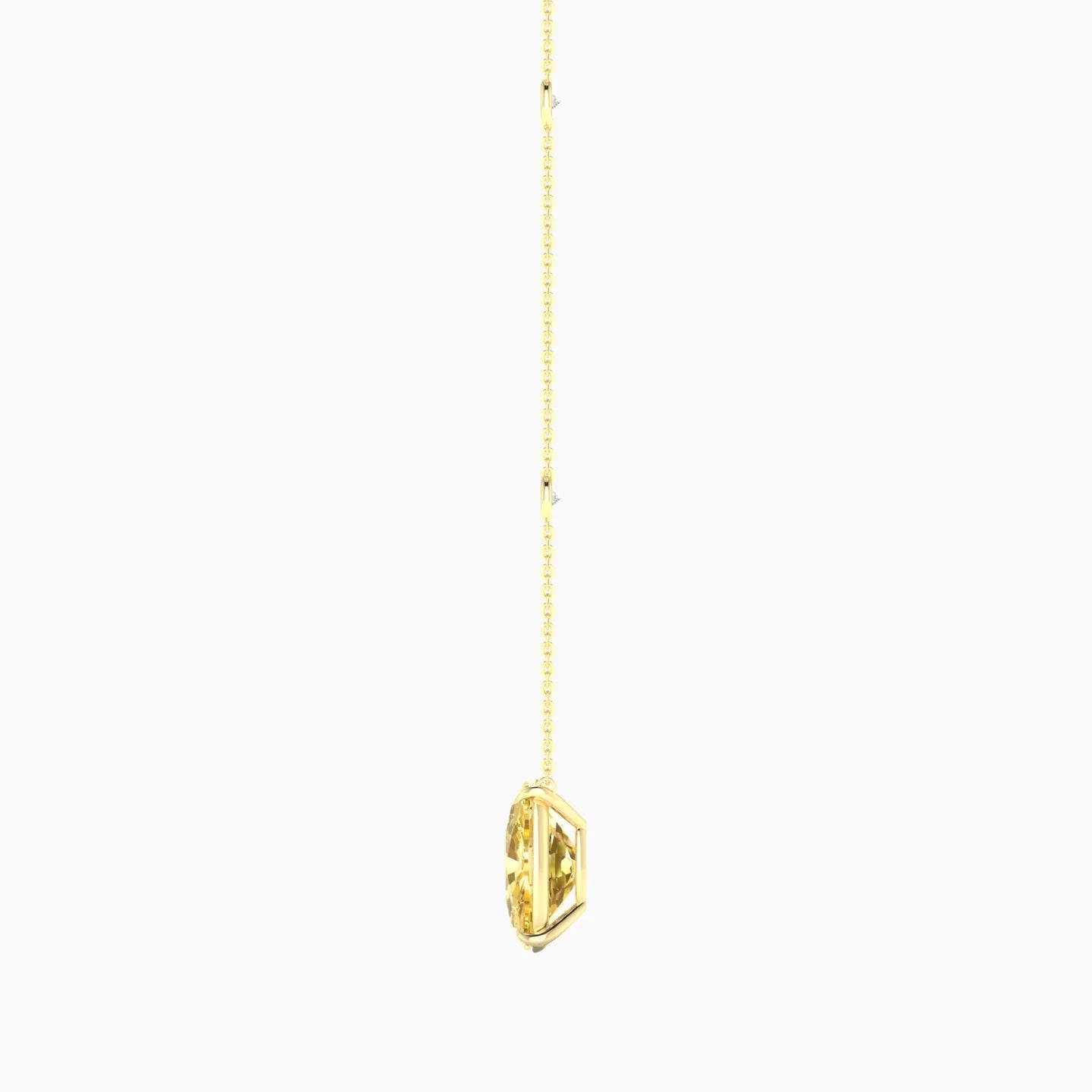 Solitaire with Sautoir | 18k Yellow Gold 5 ct Yellow Lab Diamond Cushion Cut Pendant