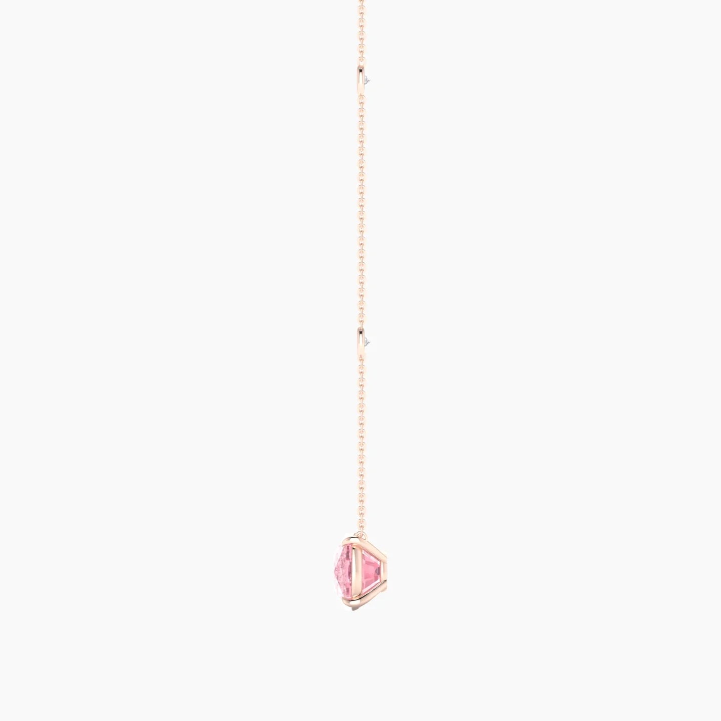 Solitaire with Sautoir | 18k Rose Gold 5 ct Pink Lab Diamond Cushion Cut Pendant