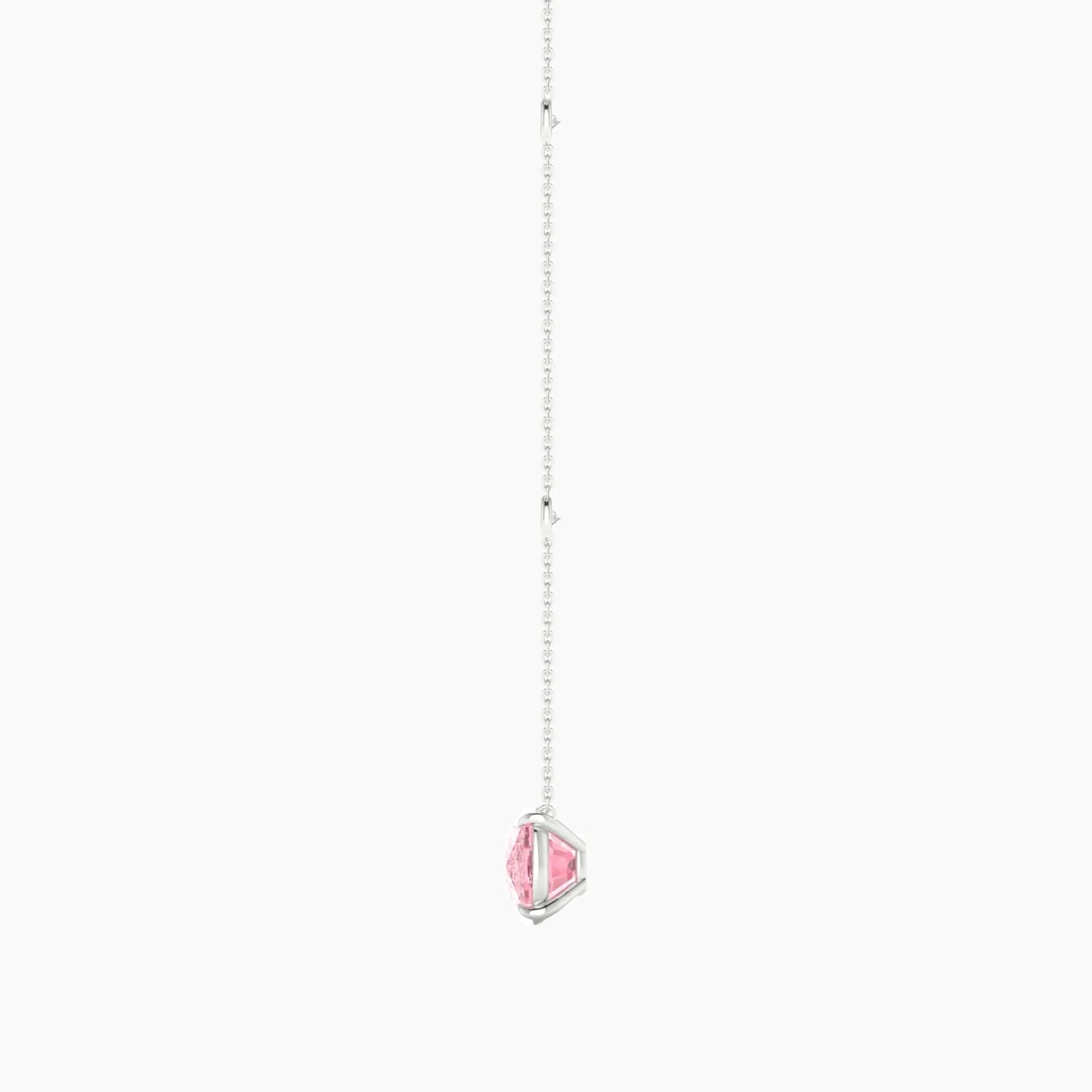 Solitaire with Sautoir | 18k White Gold 5 ct Pink Lab Diamond Cushion Cut Pendant