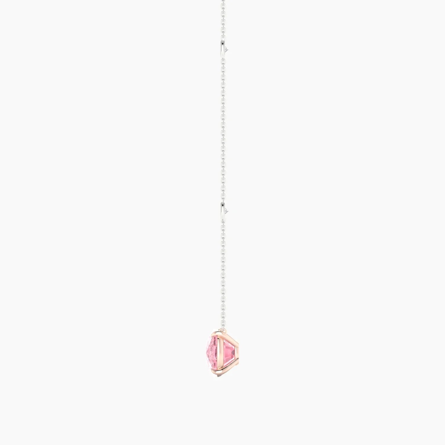 Solitaire with Sautoir | 18k White & Rose Gold 5 ct Pink Lab Diamond Cushion Cut Pendant