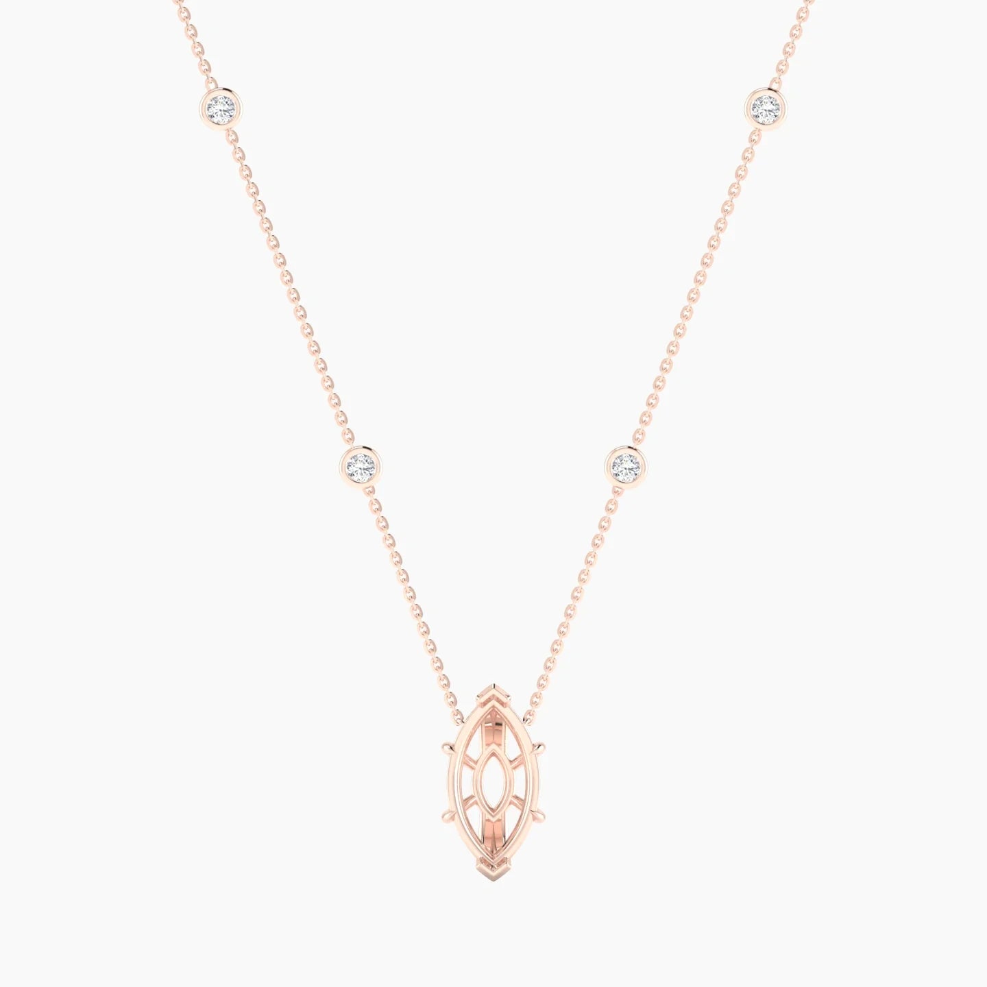Solitaire with Sautoir | 18k Rose Gold 3-4.99 ct Marquise Cut Pendant Setting