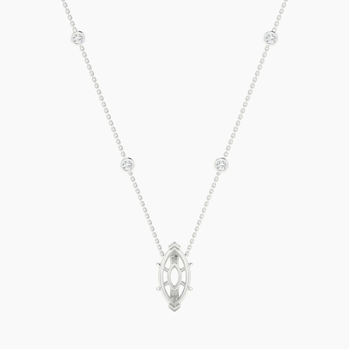 Solitaire with Sautoir | 18k White Gold 3-4.99 ct Marquise Cut Pendant Setting