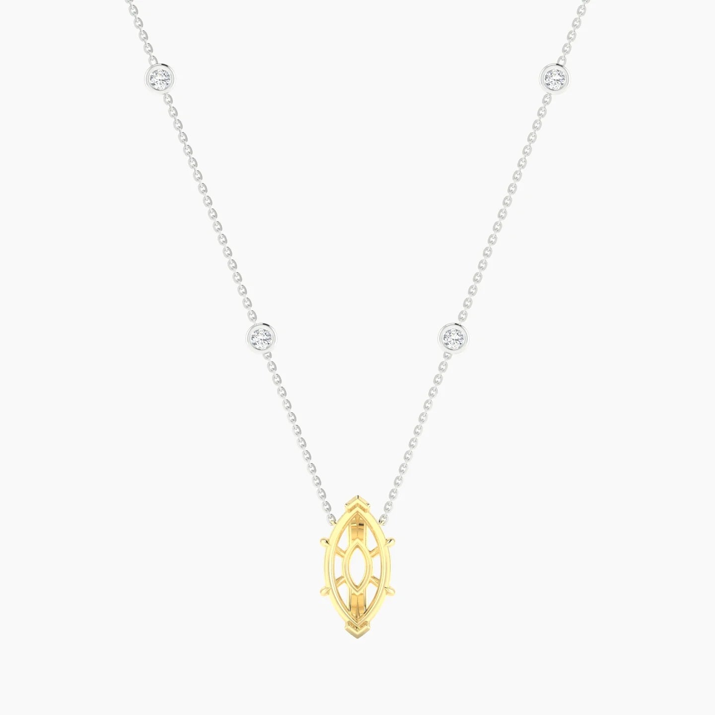 Solitaire with Sautoir | 18k White & Yellow Gold 3-4.99 ct Marquise Cut Pendant Setting
