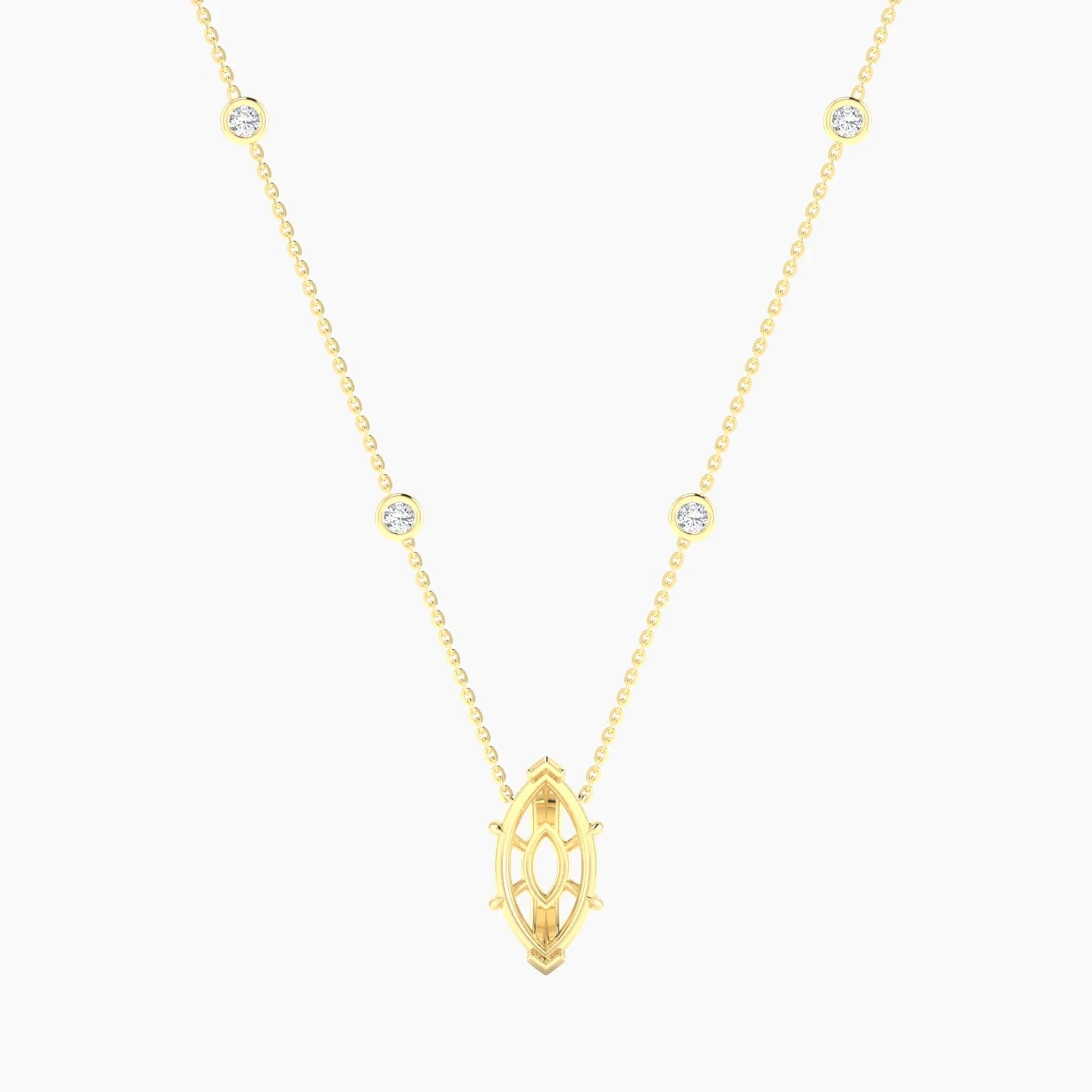 Solitaire with Sautoir | 18k Yellow Gold 3-4.99 ct Marquise Cut Pendant Setting