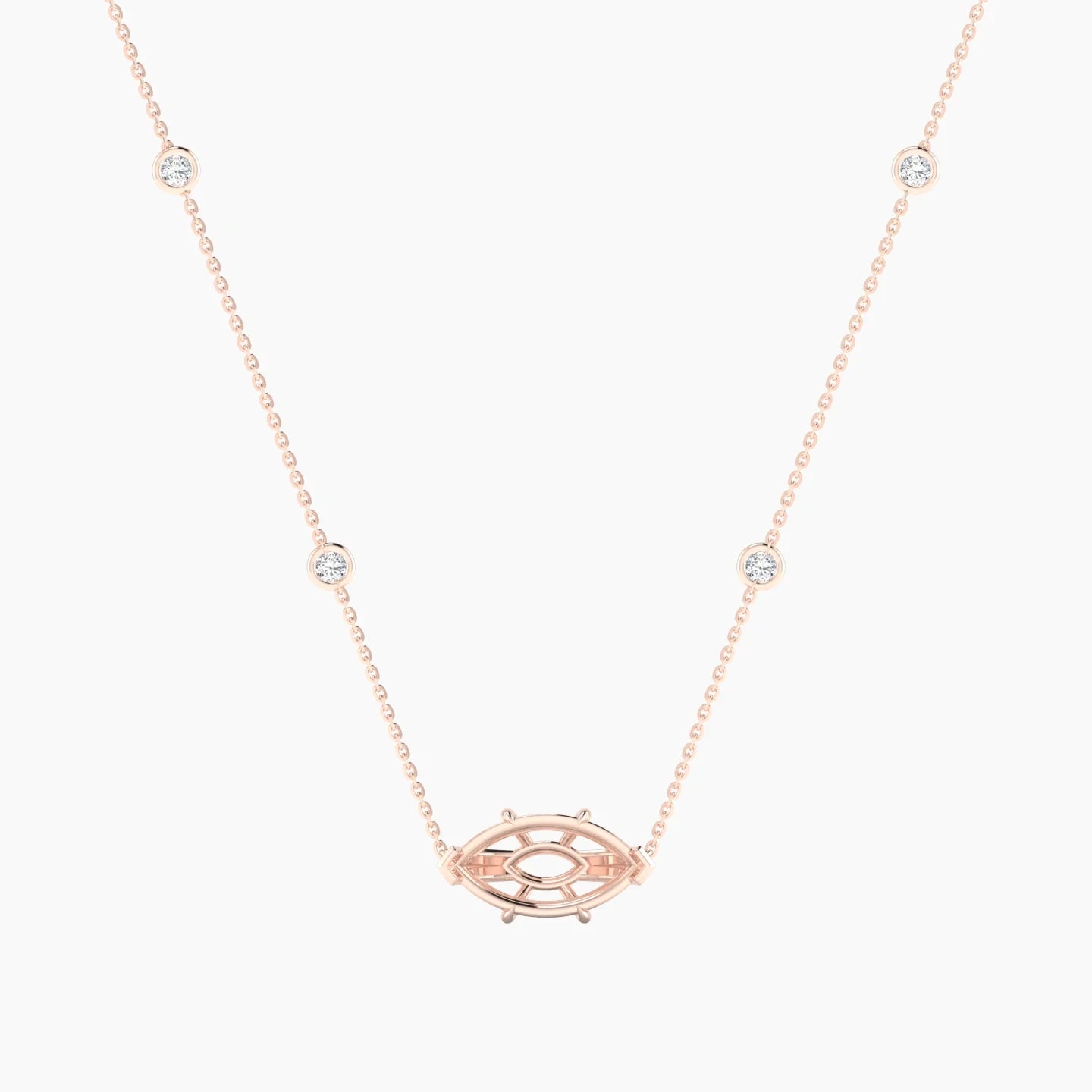 Solitaire with Sautoir | 18k Rose Gold 3-4.99 ct Marquise Cut Pendant Setting