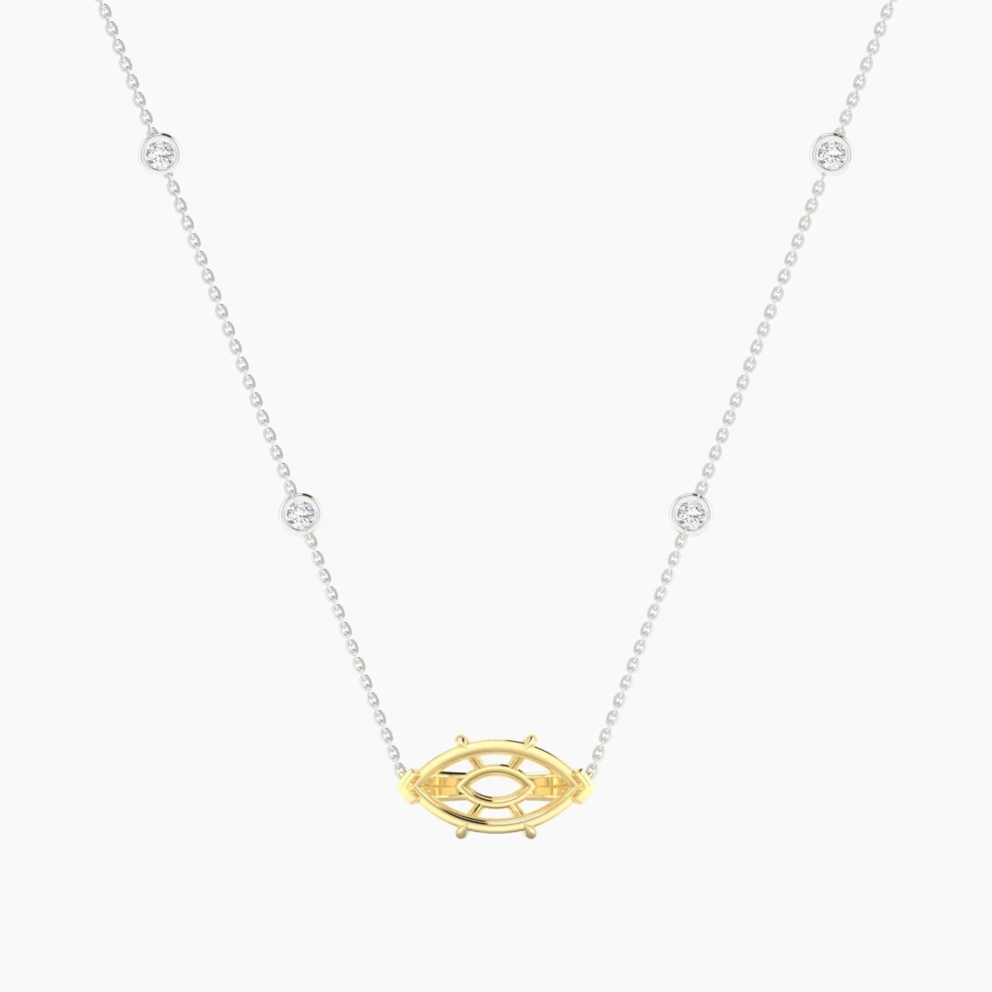 Solitaire with Sautoir | 18k White & Yellow Gold 3-4.99 ct Marquise Cut Pendant Setting
