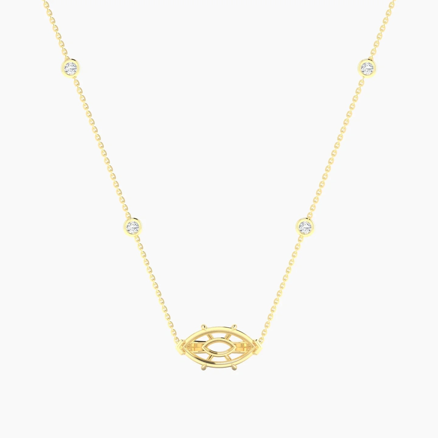 Solitaire with Sautoir | 18k Yellow Gold 3-4.99 ct Marquise Cut Pendant Setting