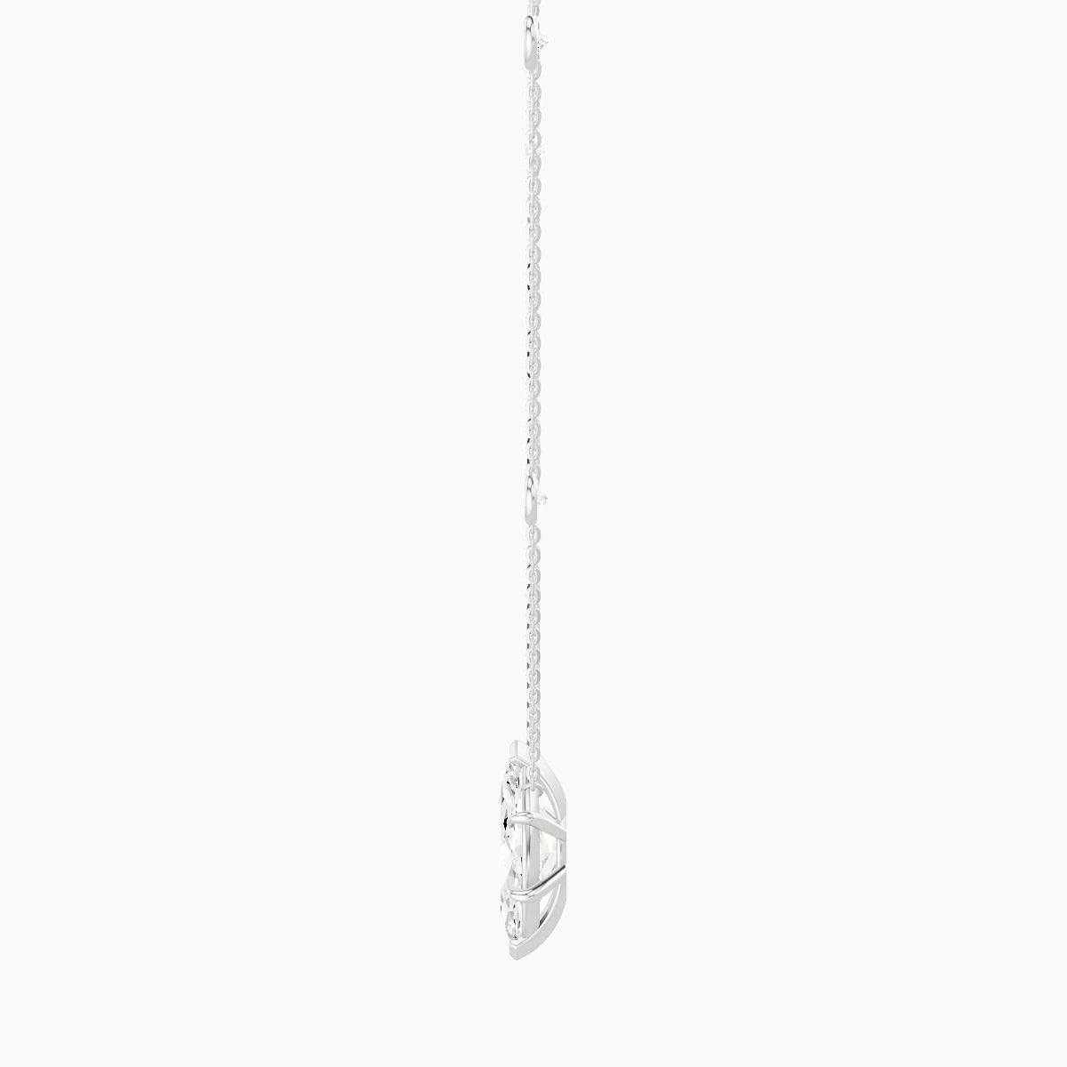 Solitaire with Sautoir | 18k White Gold 3 ct White Lab Diamond Marquise Pendant