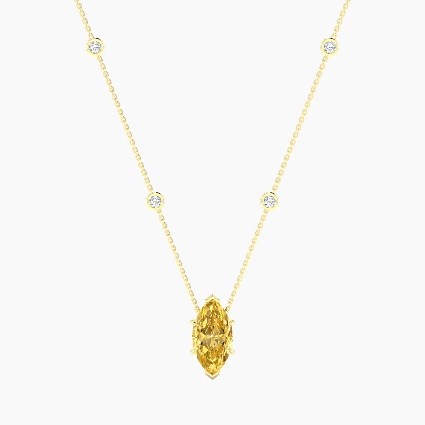 Solitaire with Sautoir | 18k Yellow Gold 3 ct Yellow Lab Diamond Marquise Cut Pendant