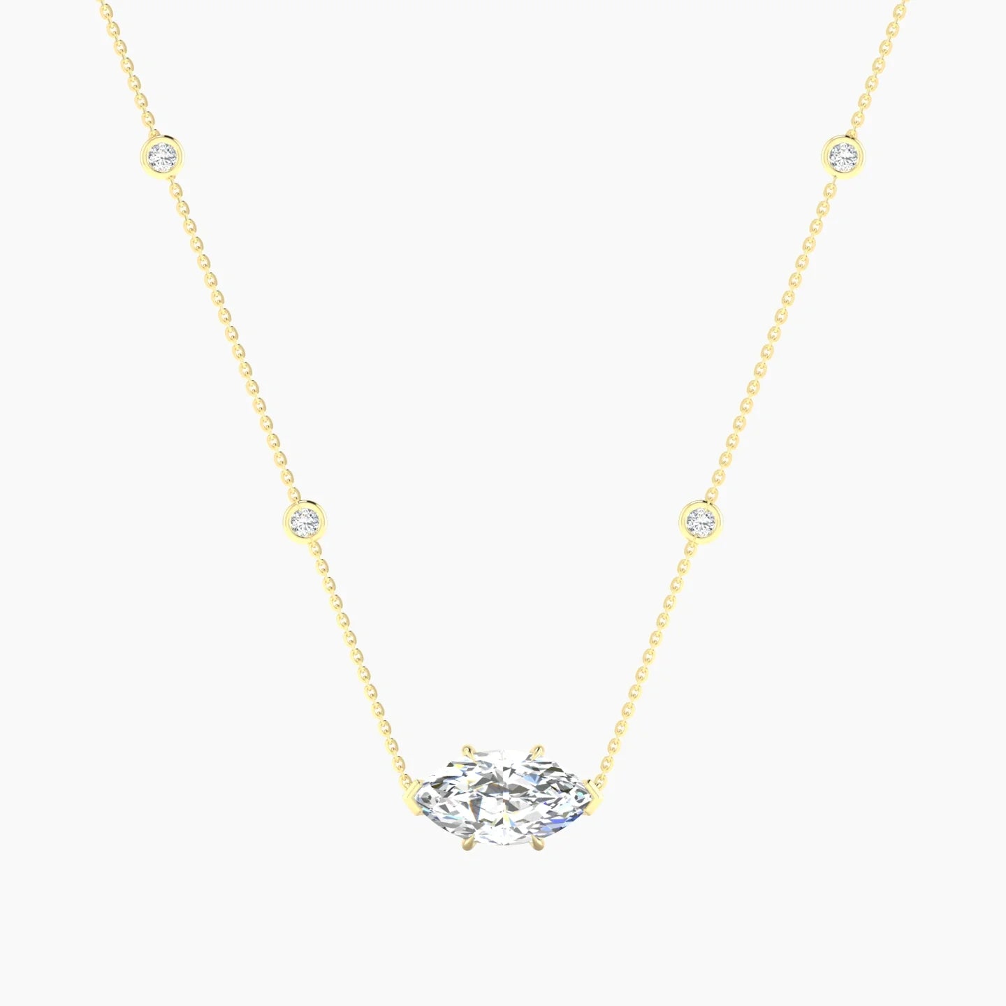 Solitaire with Sautoir | 18k Yellow Gold 3 ct Lab Diamond Marquise Cut Pendant