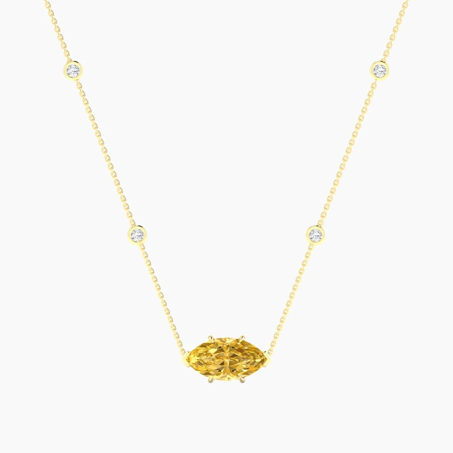 Solitaire with Sautoir | 18k Yellow Gold 3 ct Yellow Lab Diamond Marquise Cut Pendant