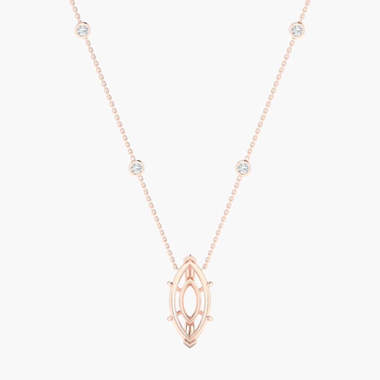 Solitaire with Sautoir | 18k Rose Gold 5-7.99 ct Marquise Cut Pendant Setting