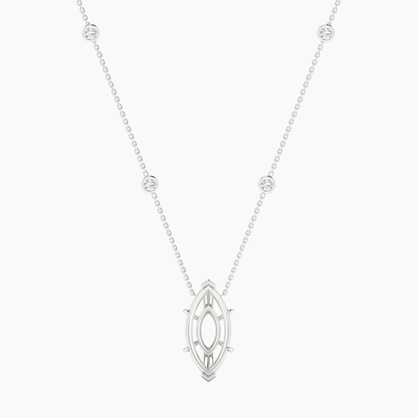 Solitaire with Sautoir | 18k White Gold 5-7.99 ct Marquise Cut Pendant Setting