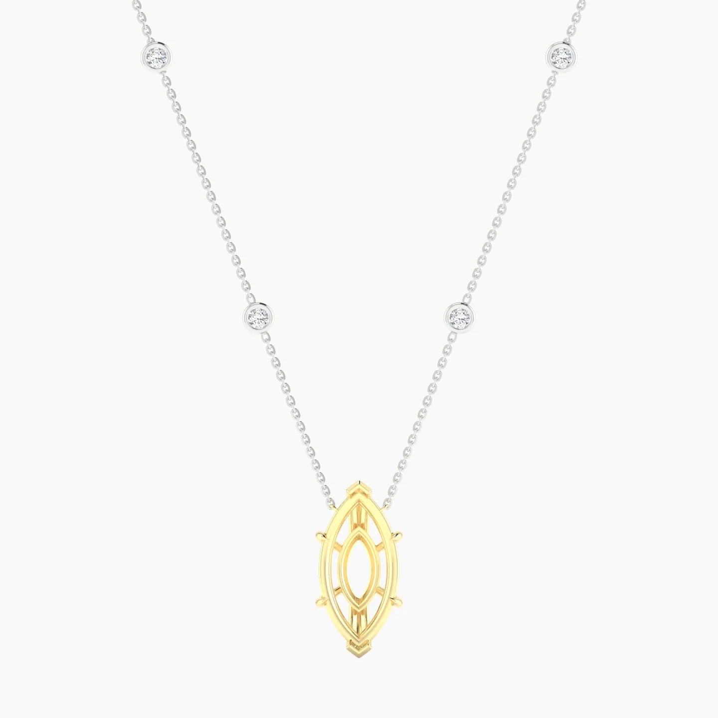 Solitaire with Sautoir | 18k White & Yellow Gold 5-7.99 ct Marquise Cut Pendant Setting