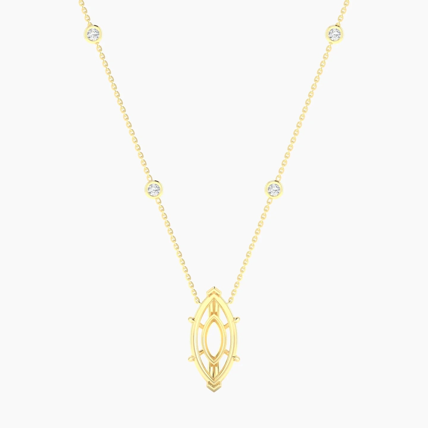 Solitaire with Sautoir | 18k Yellow Gold 5-7.99 ct Marquise Cut Pendant Setting