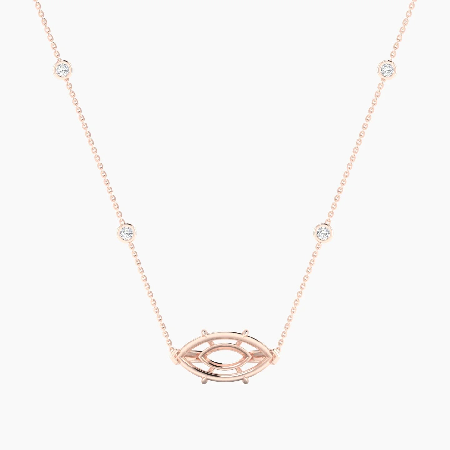 Solitaire with Sautoir | 18k Rose Gold 5-7.99 ct Marquise Cut Pendant Setting