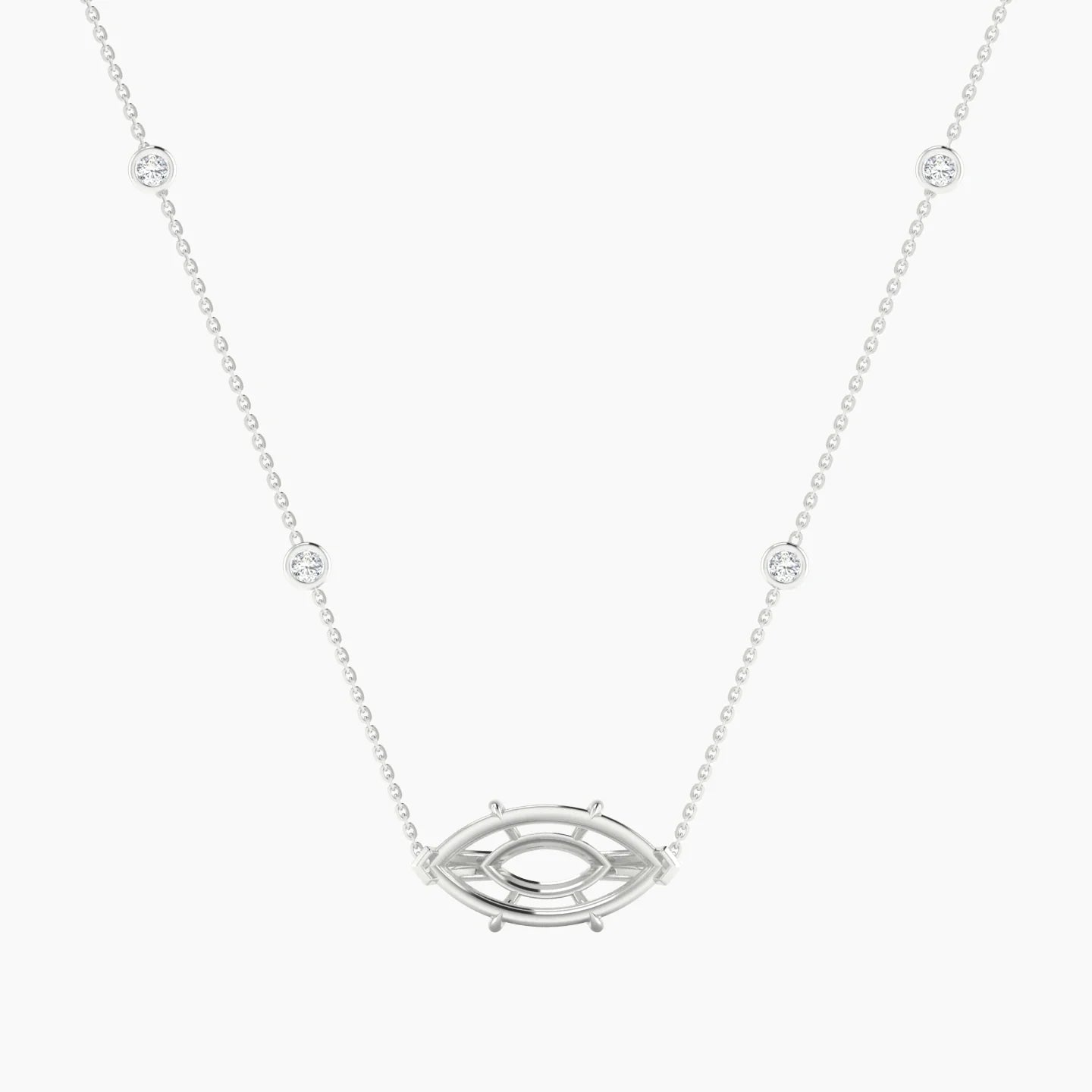 Solitaire with Sautoir | 18k White Gold 5-7.99 ct Marquise Cut Pendant Setting