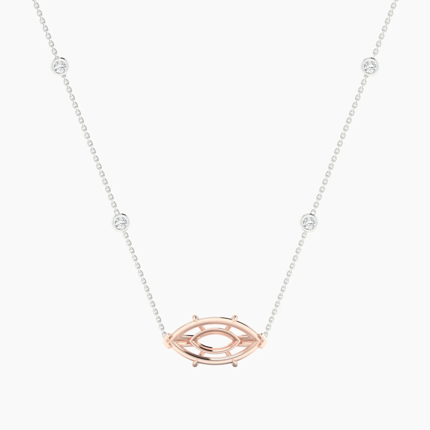 Solitaire with Sautoir | 18k White & Rose Gold 5-7.99 ct Marquise Cut Pendant Setting
