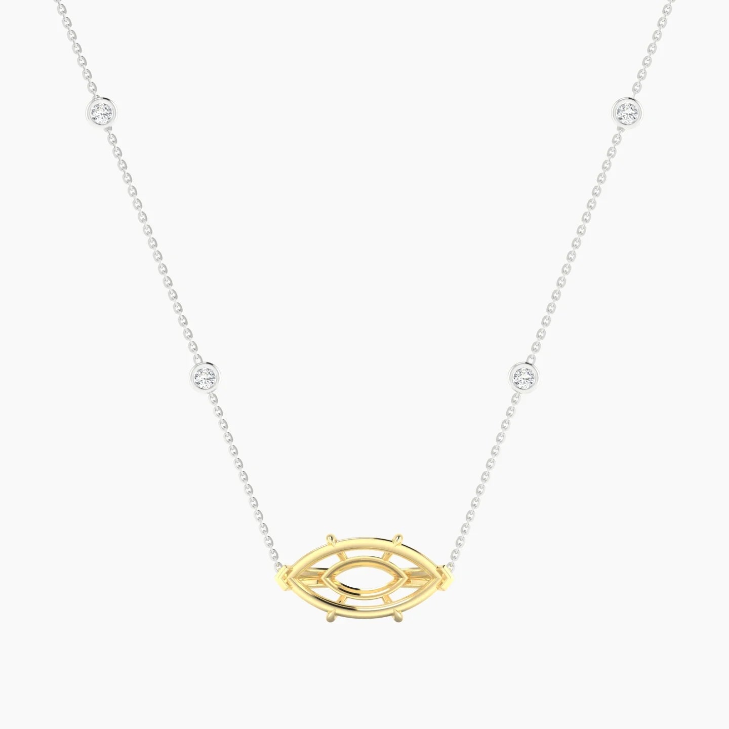 Solitaire with Sautoir | 18k White & Yellow Gold 5-7.99 ct Marquise Cut Pendant Setting