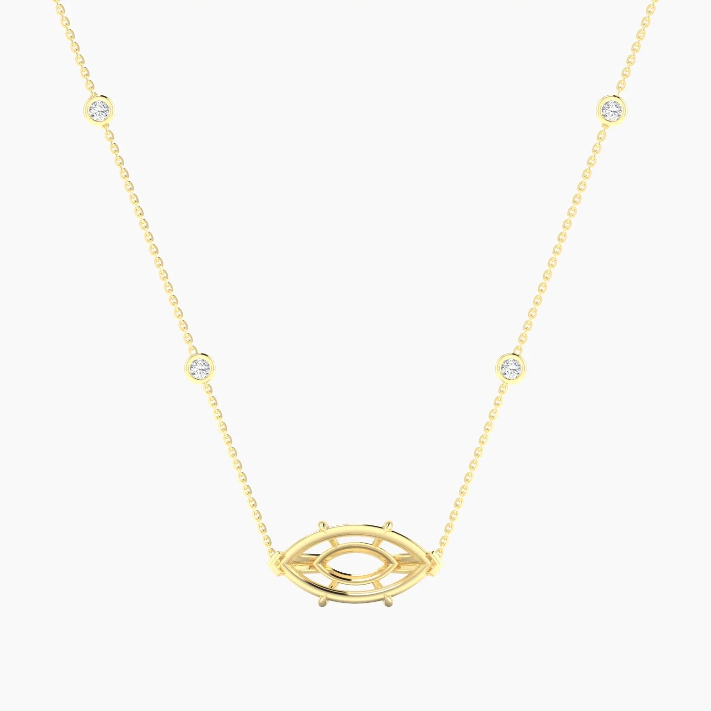 Solitaire with Sautoir | 18k Yellow Gold 5-7.99 ct Marquise Cut Pendant Setting