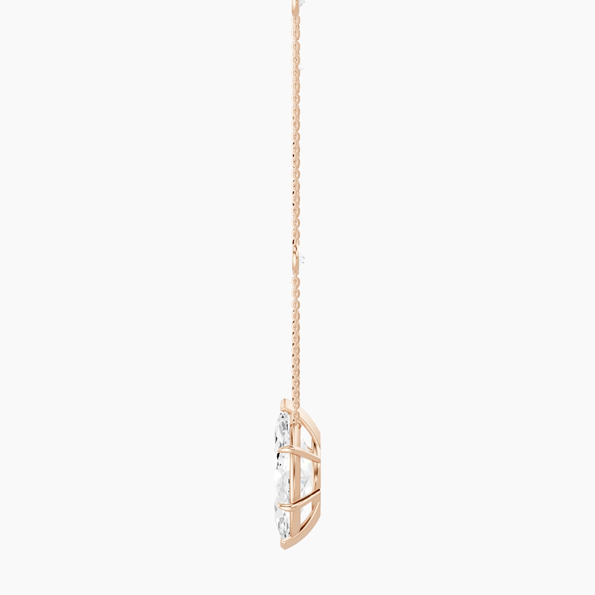 Solitaire with Sautoir | 18k Rose Gold 5 ct White Lab Diamond Marquise Pendant