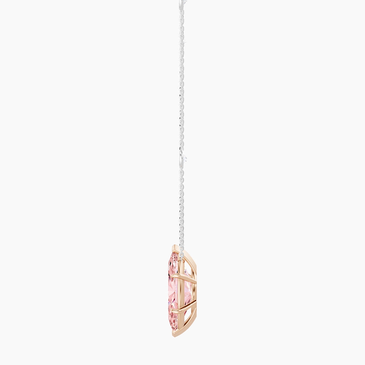 Solitaire with Sautoir | 18k White & Rose Gold 5 ct Pink Lab Diamond Marquise Pendant