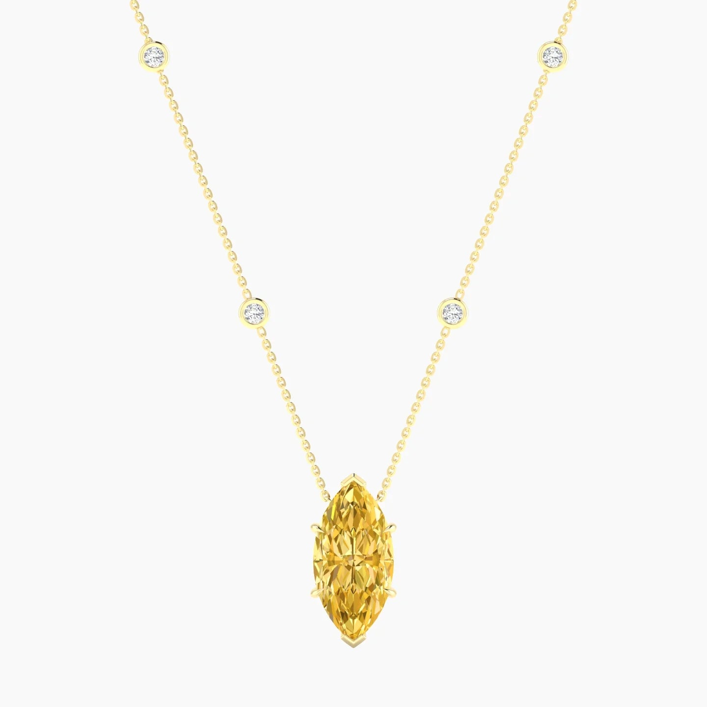 Solitaire with Sautoir | 18k Yellow Gold 5 ct Yellow Lab Diamond Marquise Cut Pendant