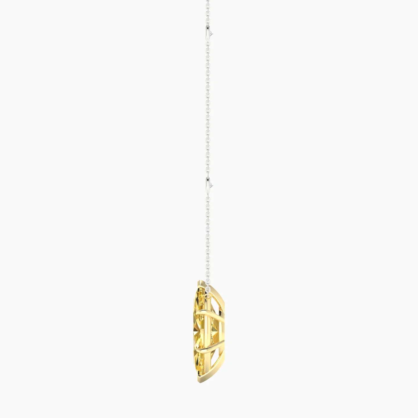 Solitaire with Sautoir | 18k White & Yellow Gold 5 ct Yellow Lab Diamond Marquise Cut Pendant
