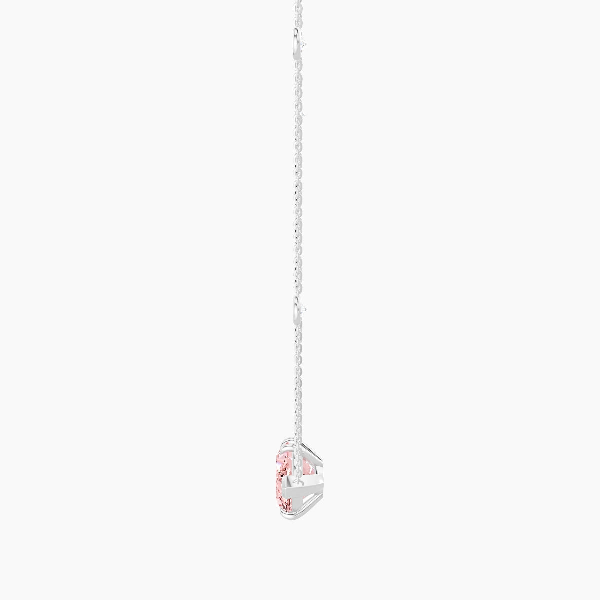 Solitaire with Sautoir | 18k White Gold 5 ct Pink Lab Diamond Marquise Pendant