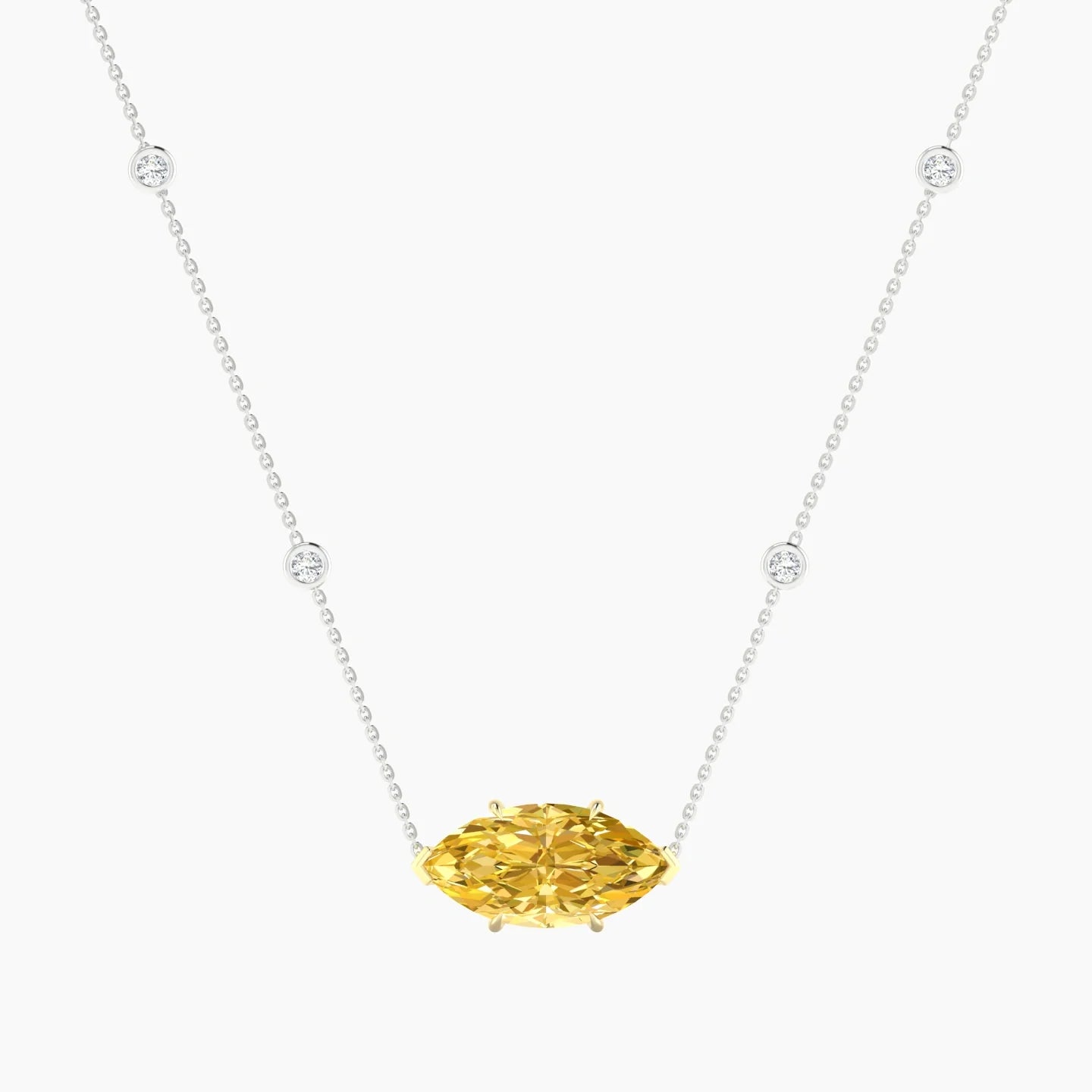 Solitaire with Sautoir | 18k White & Yellow Gold 5 ct Yellow Lab Diamond Marquise Cut Pendant