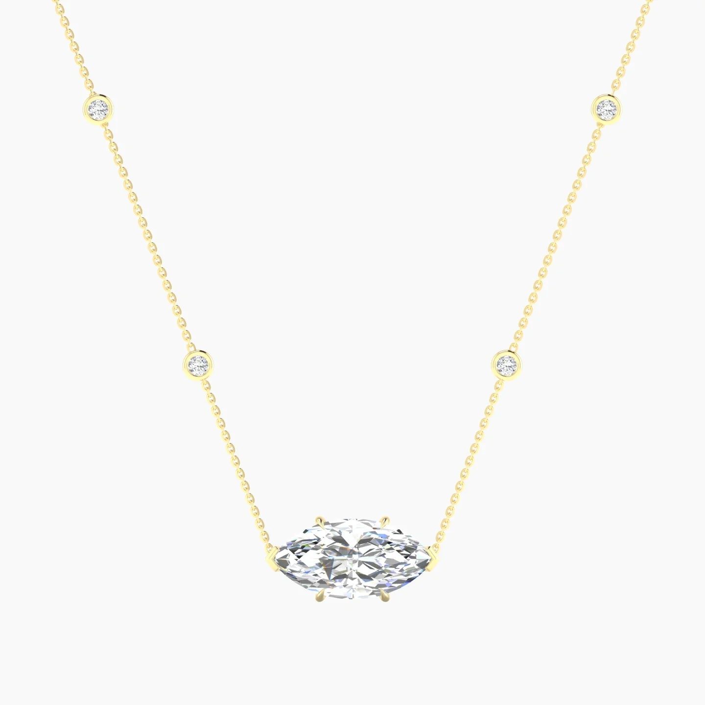 Solitaire with Sautoir | 18k Yellow Gold 5 ct Lab Diamond Marquise Cut Pendant