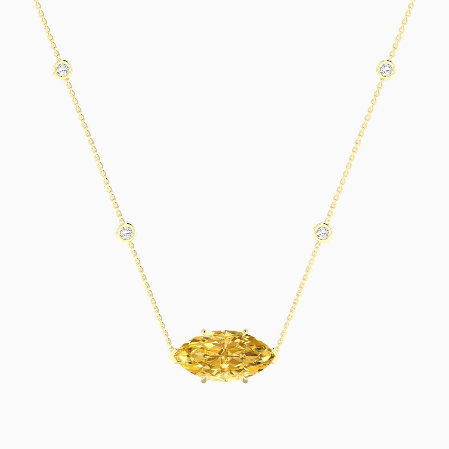 Solitaire with Sautoir | 18k Yellow Gold 5 ct Yellow Lab Diamond Marquise Cut Pendant