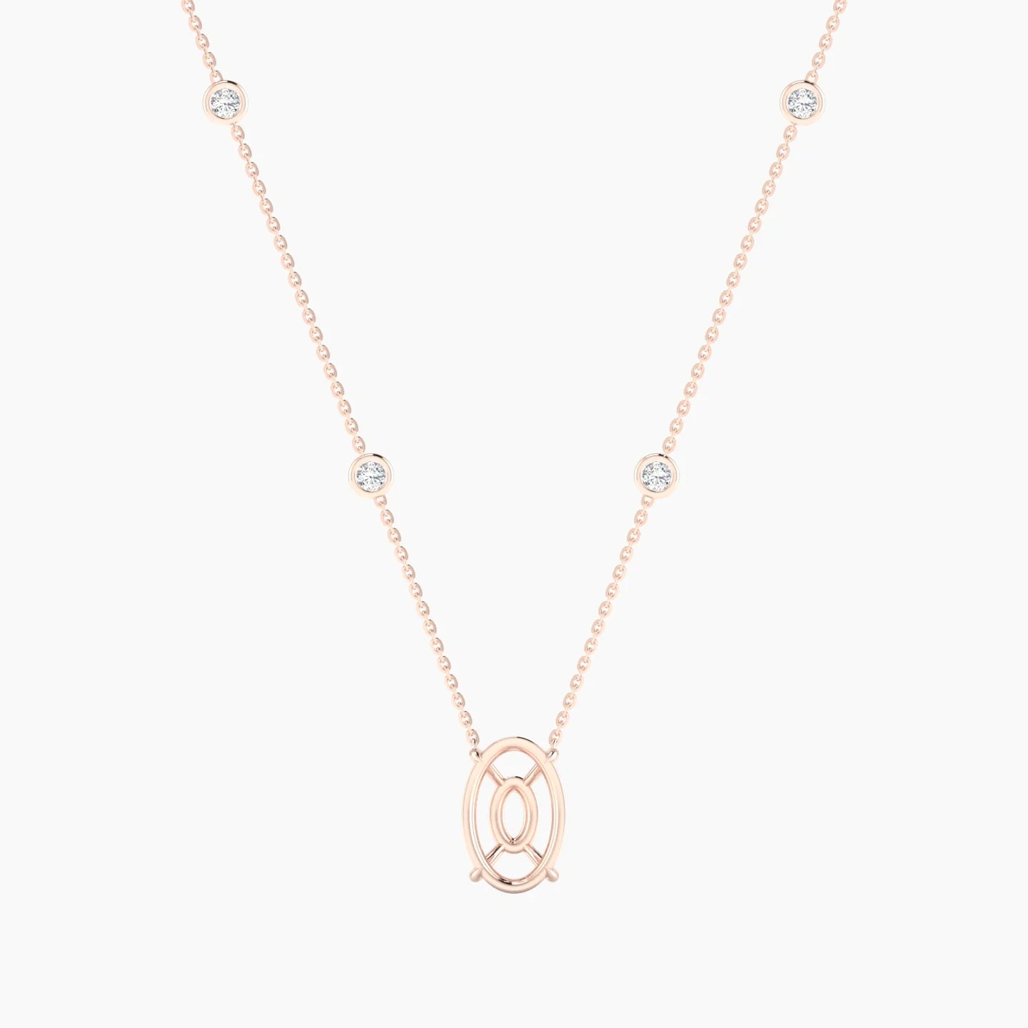 Solitaire with Sautoir | 18k Rose Gold 3-4.99 ct Oval Cut Pendant Setting