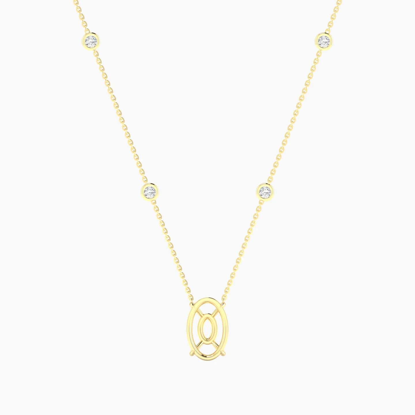 Solitaire with Sautoir | 18k Yellow Gold 3-4.99 ct Oval Cut Pendant Setting