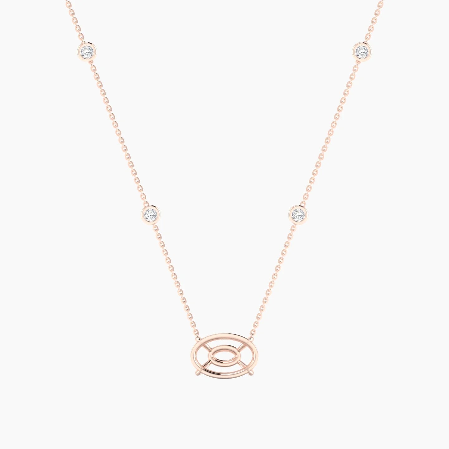 Solitaire with Sautoir | 18k Rose Gold 3-4.99 ct Oval Cut Pendant Setting