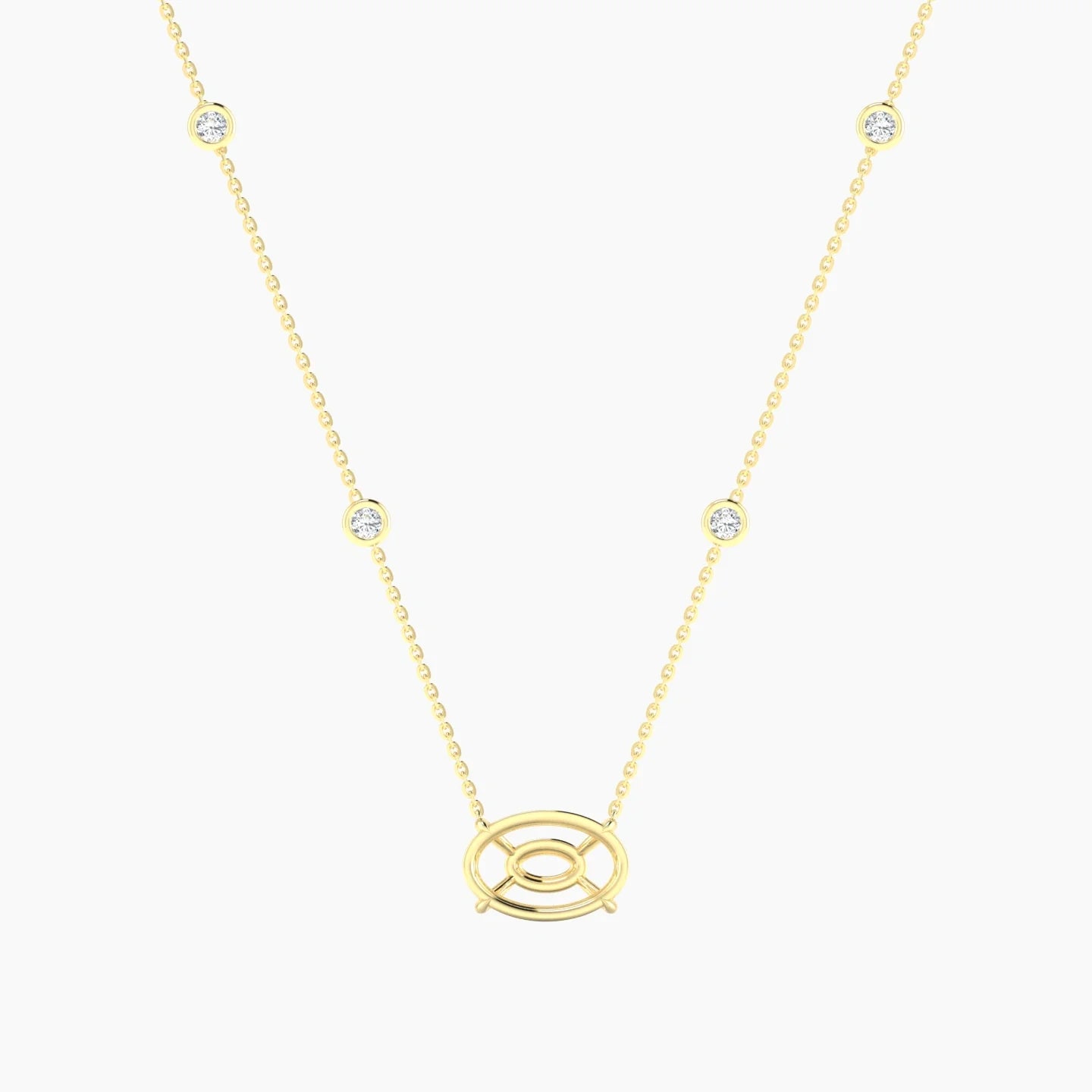 Solitaire with Sautoir | 18k Yellow Gold 3-4.99 ct Oval Cut Pendant Setting
