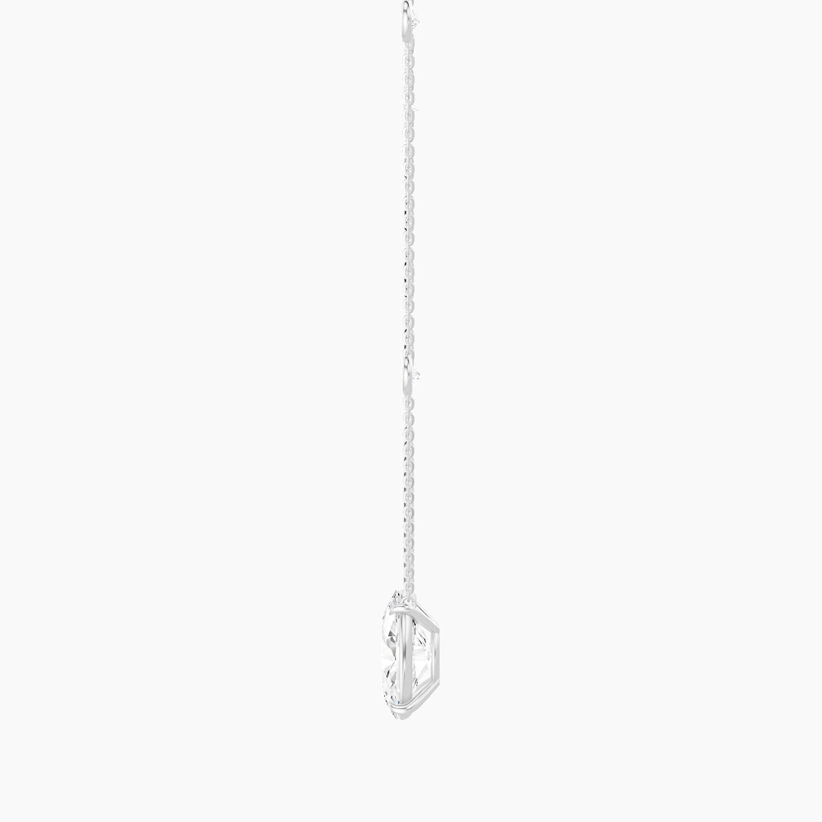 Solitaire with Sautoir | 18k White Gold 3 ct White Lab Diamond Oval Pendant